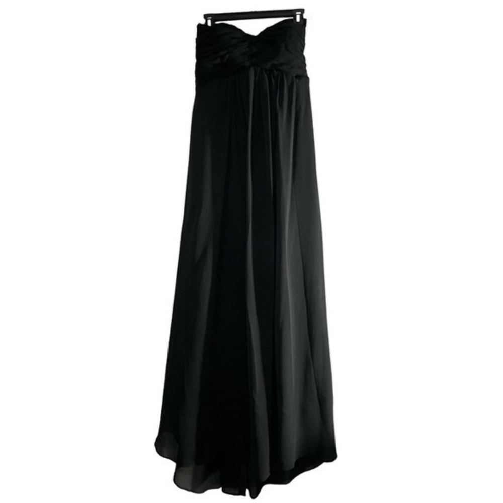 Ballroom Black Strapless Long Formal Bridesmaid Prom Dress Size 14 EUC #2802